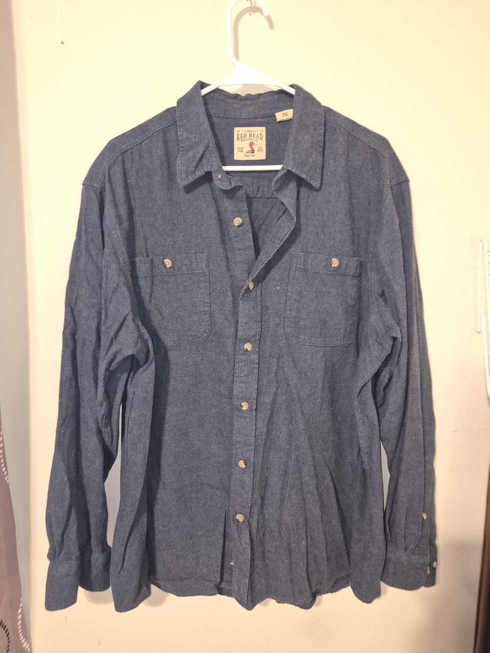 RedHead Brand Co. Men's XL Blue Long Sleeve Flannel Button Down Shirt Cotton